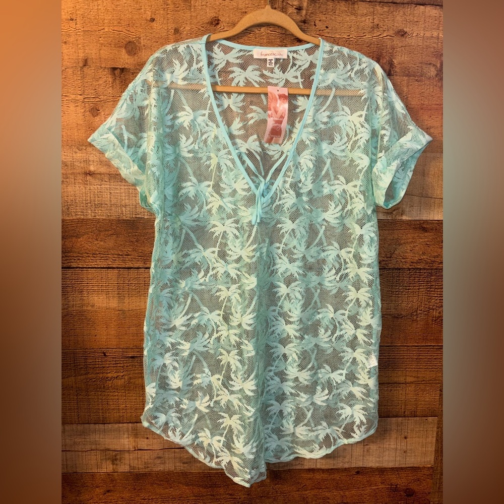 Francesca's Mint Lace Swim Cover Dress
